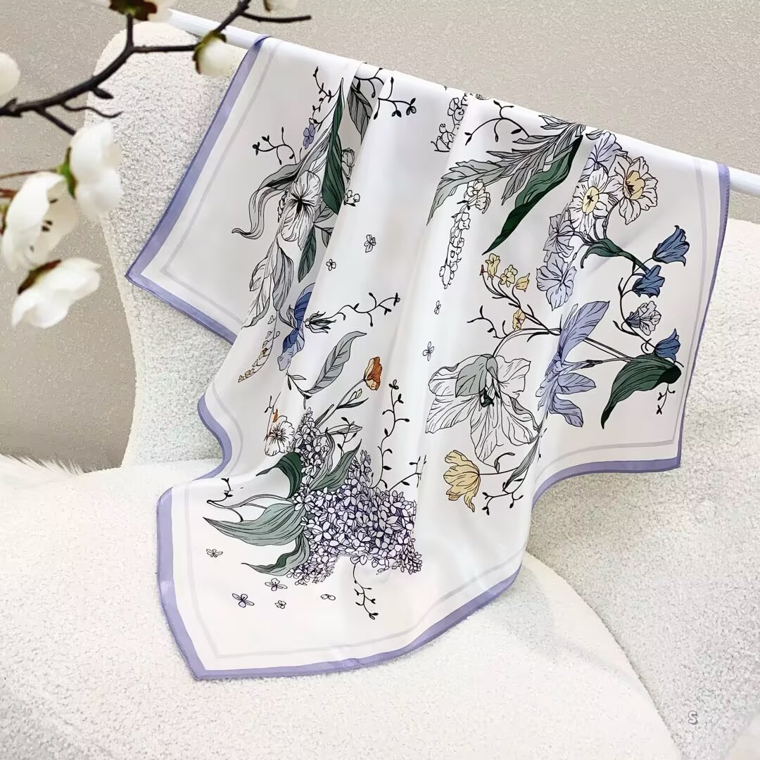 100% Real Silk Bandana 70x70cm – Premium 33g Mulberry Silk Square Scarf