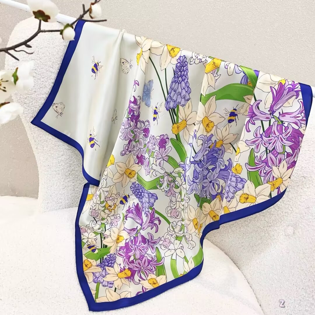 100% Real Silk Bandana 70x70cm – Premium 33g Mulberry Silk Square Scarf
