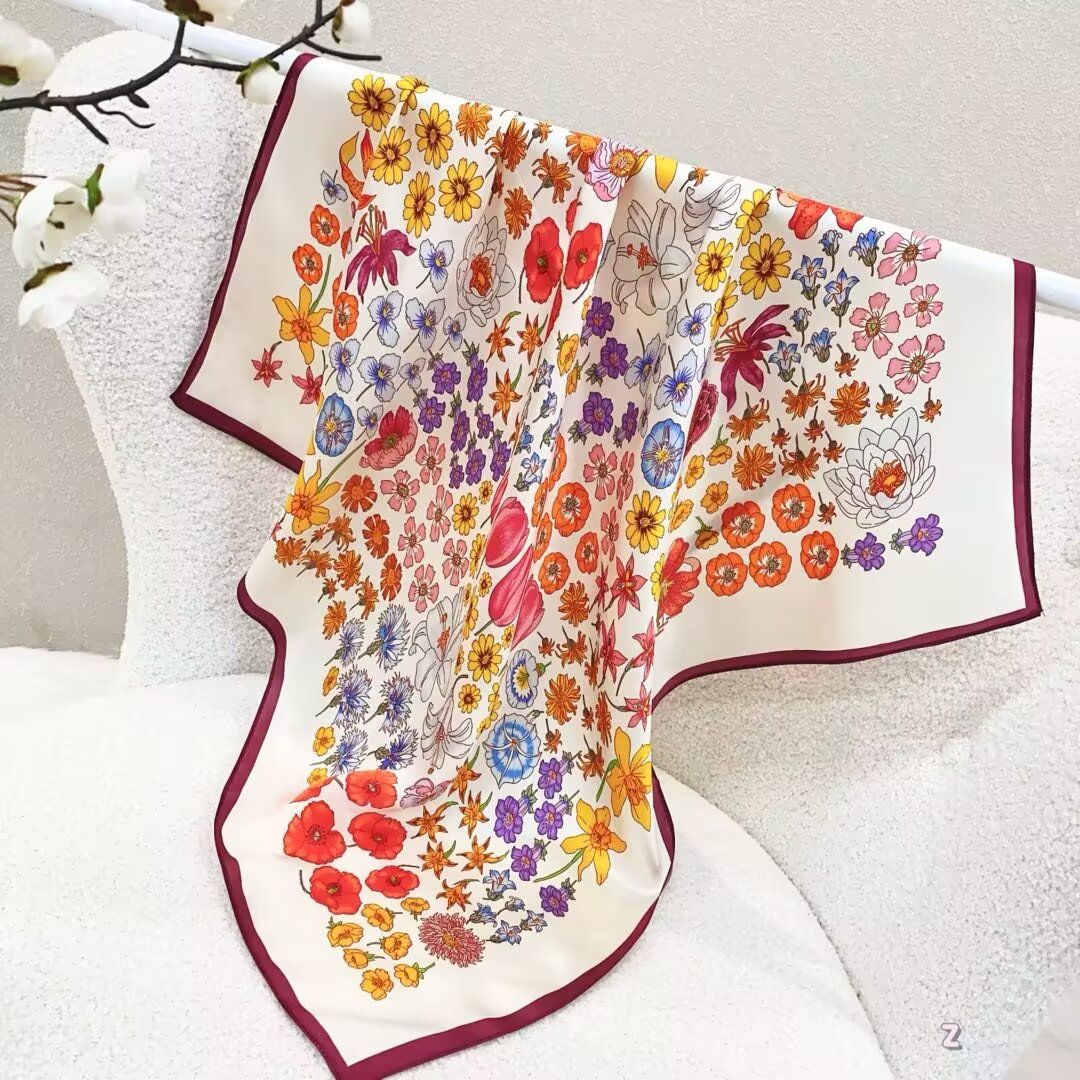 100% Real Silk Bandana 70x70cm – Premium 33g Mulberry Silk Square Scarf