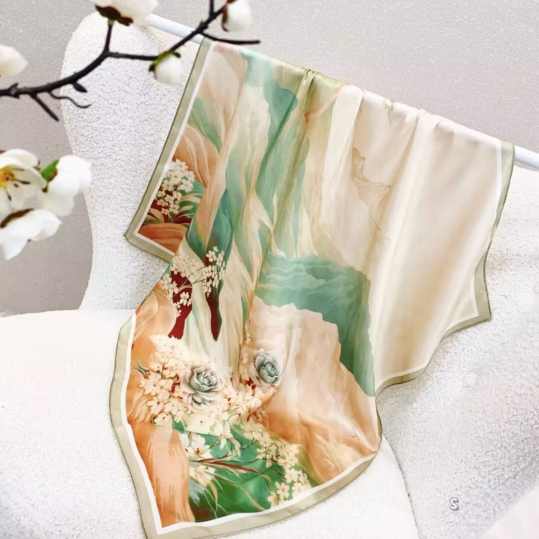 100% Real Silk Bandana 70x70cm – Premium 33g Mulberry Silk Square Scarf