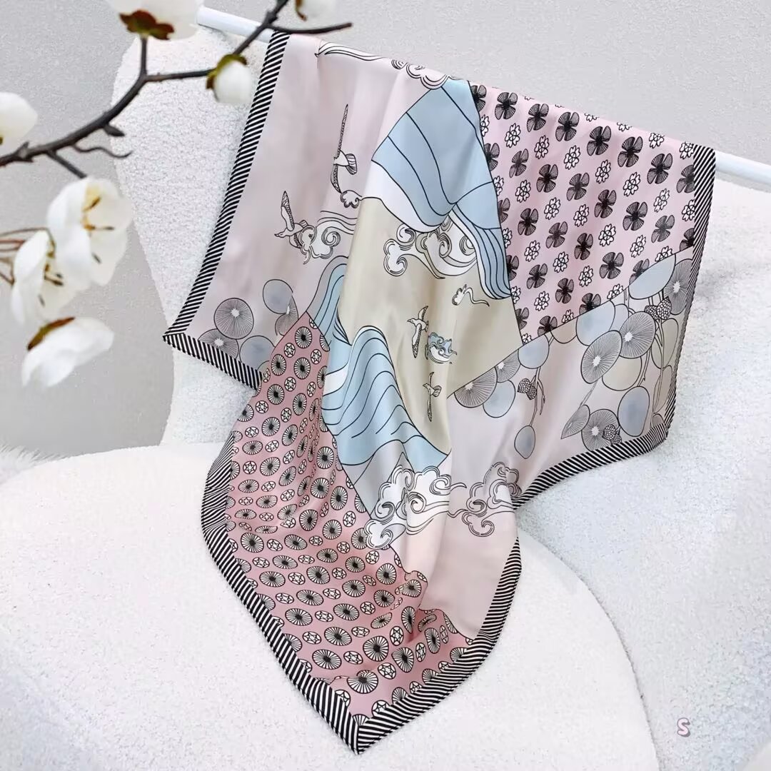 100% Real Silk Bandana 70x70cm – Premium 33g Mulberry Silk Square Scarf