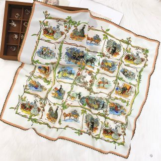 100% Real Crepe de Chine Satin Silk Bandana 70x70cm – Heavyweight 50g Square Scarf with Scalloped Lace Border