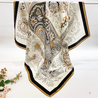 100% Real Silk Crepe Satin 90x90cm – Heavyweight 55g (with Pack) Square Scarf