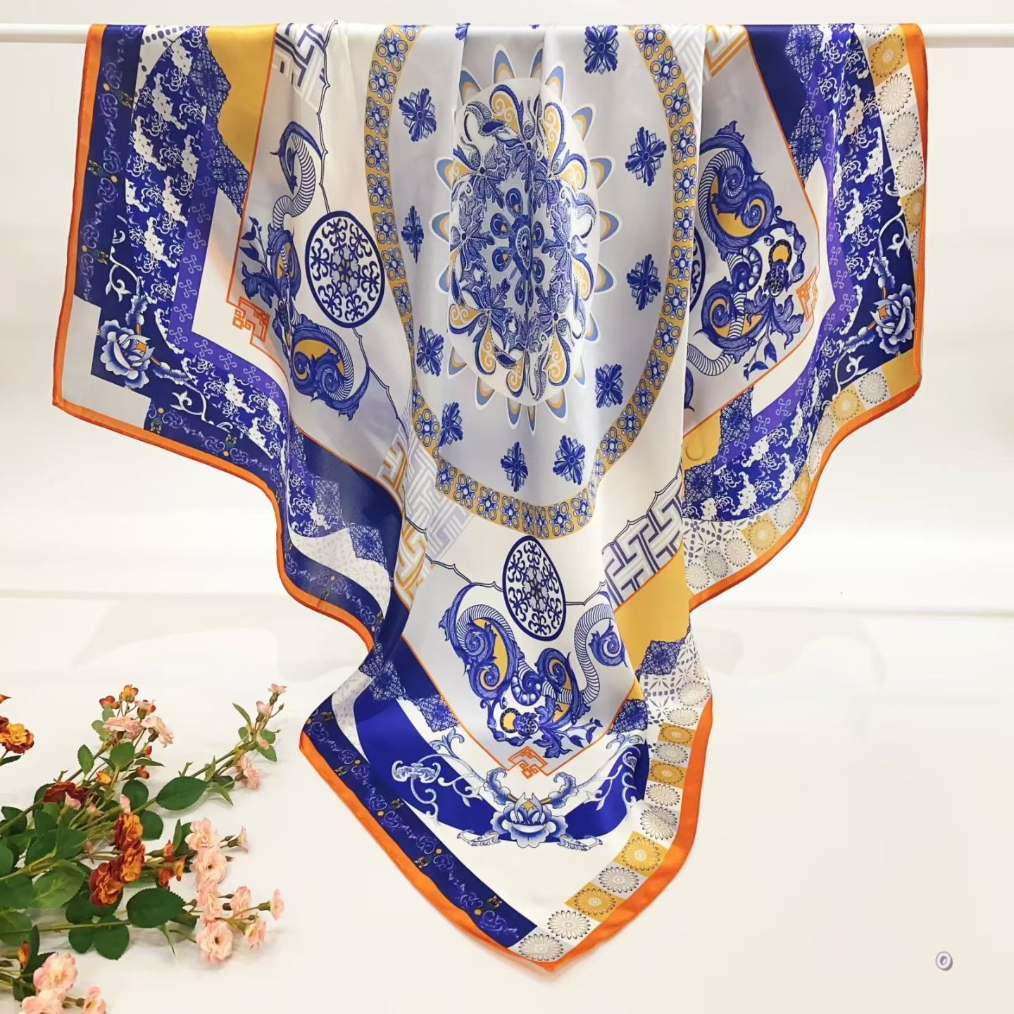 100% Real Silk Crepe Satin 90x90cm – Heavyweight 55g (with Pack) Square Scarf
