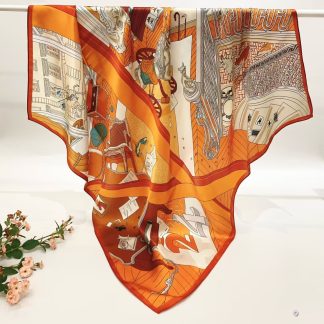 100% Real Silk Crepe Satin 90x90cm – Heavyweight 55g (with Pack) Square Scarf