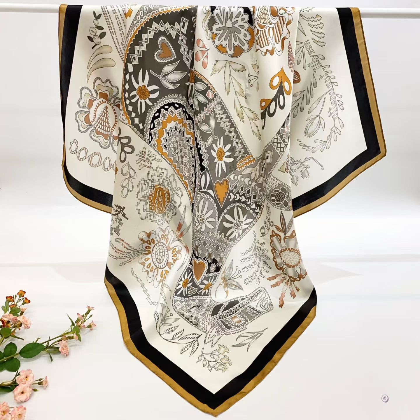 100% Real Silk Crepe Satin 90x90cm – Heavyweight 55g (with Pack) Square Scarf