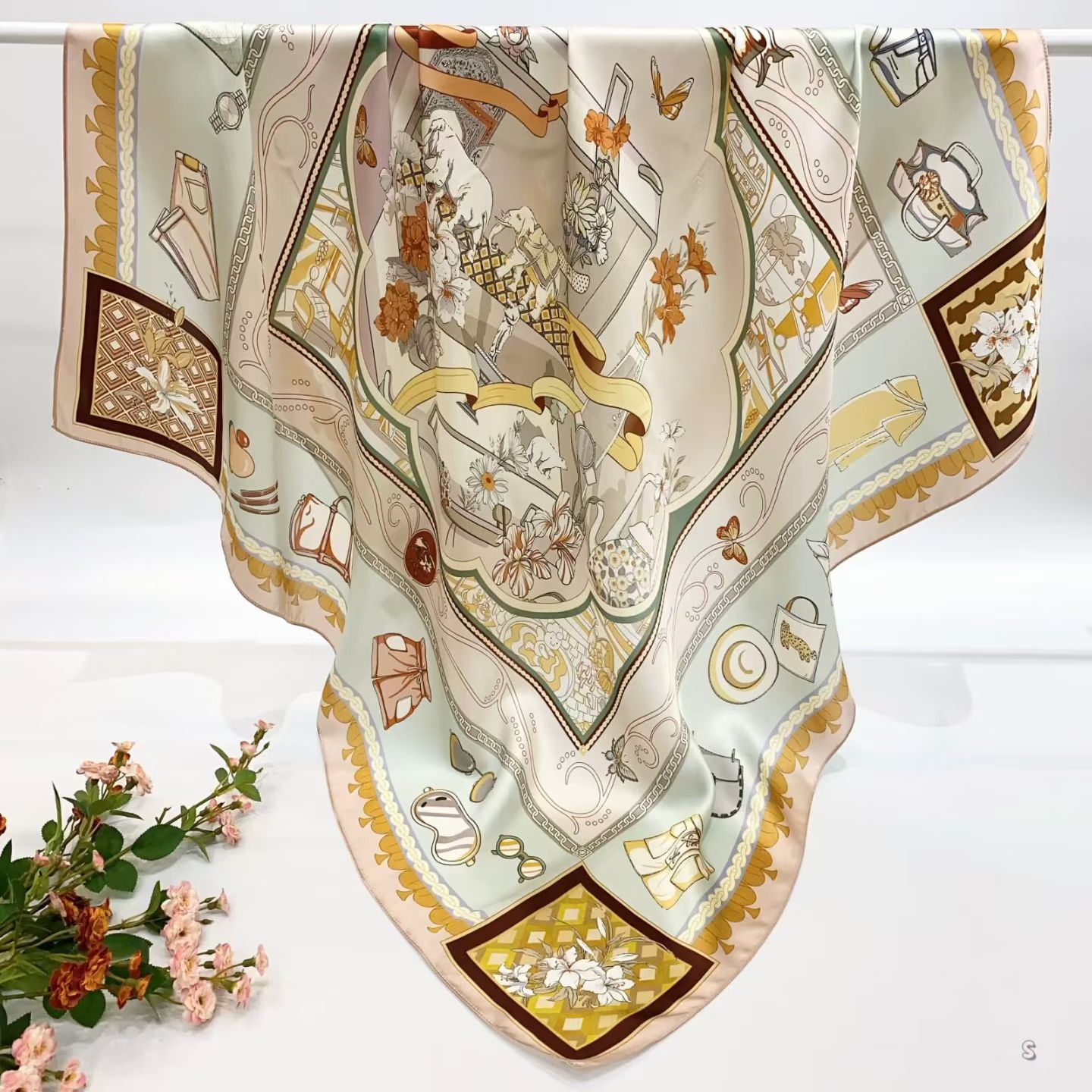 100% Real Silk Crepe Satin 90x90cm – Heavyweight 55g (with Pack) Square Scarf