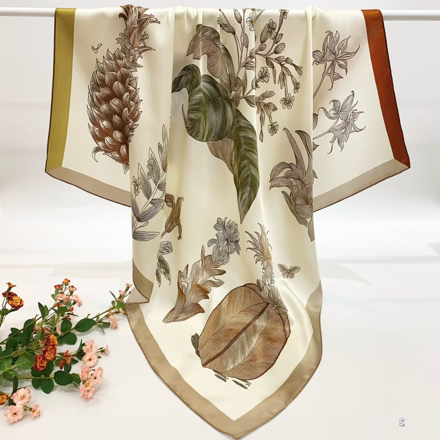 100% Real Silk Crepe Satin 90x90cm – Heavyweight 55g (with Pack) Square Scarf