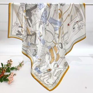 100% Real Silk Crepe Satin 90x90cm – Heavyweight 55g (with Pack) Square Scarf